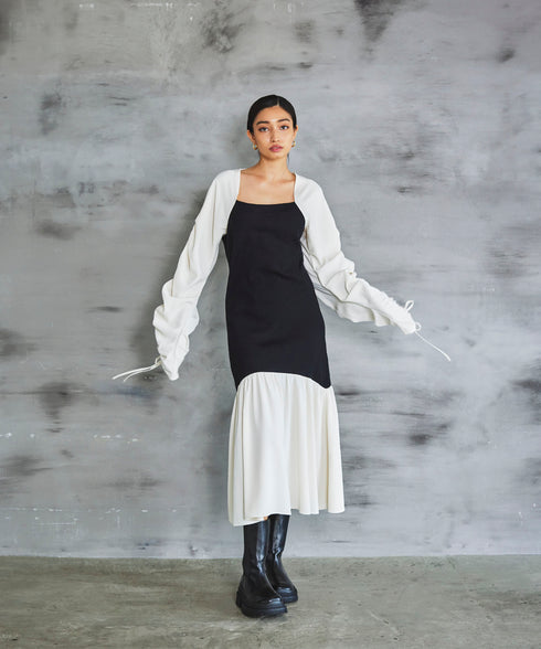 ニットドッキングギャザーワンピース