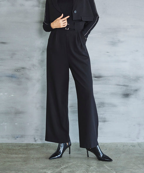 デザインハイウエストストレートパンツ