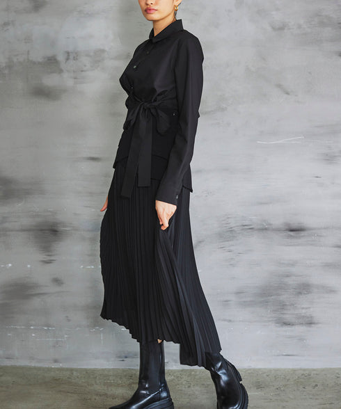 ハイウエストコルセットプリーツスカート