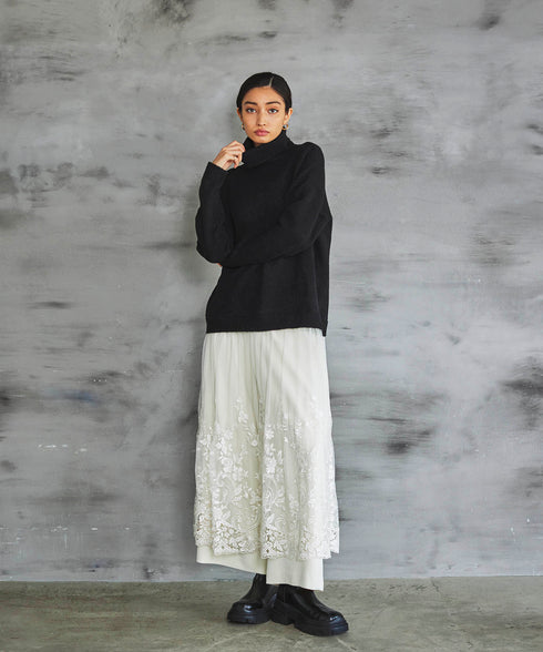 レースドッキングタートルニット