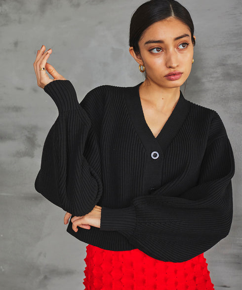 バルーンスリーブクロップドカーディガン