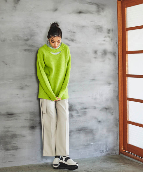 サイドラインベルテッドストレートパンツ