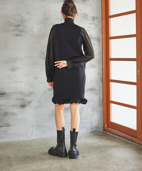 リバーシブルニットコンビバルーンワンピース