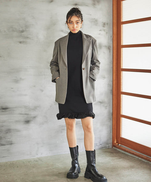 リバーシブルニットコンビバルーンワンピース