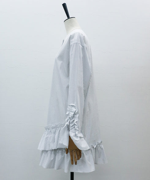 フリルヘムチュニック・Wストライプブラウス
