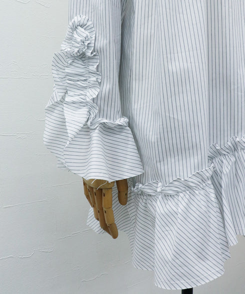フリルヘムチュニック・Wストライプブラウス