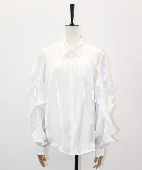 フリルスリーブ・シアーシャツ