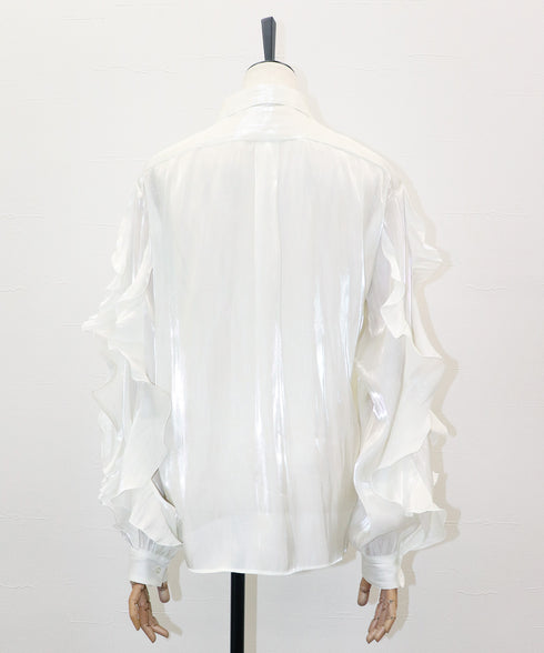 フリルスリーブ・シアーシャツ