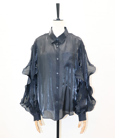 フリルスリーブ・シアーシャツ