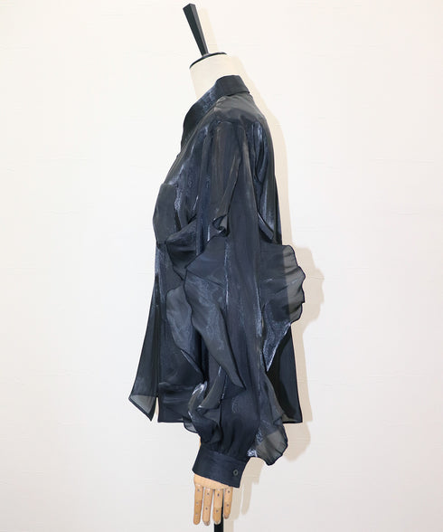 フリルスリーブ・シアーシャツ