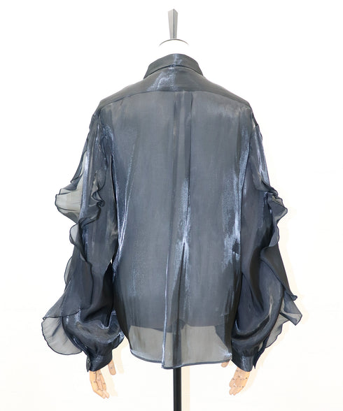 フリルスリーブ・シアーシャツ