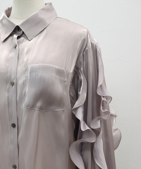 フリルスリーブ・シアーシャツ