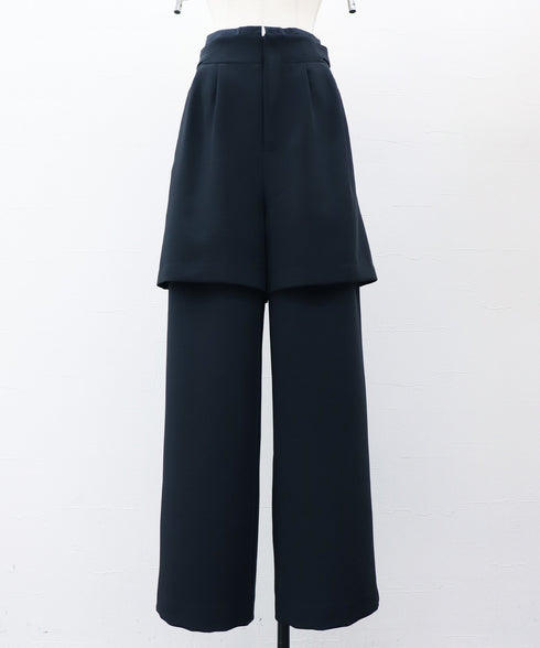 ハーフパンツ切替えタックパンツ