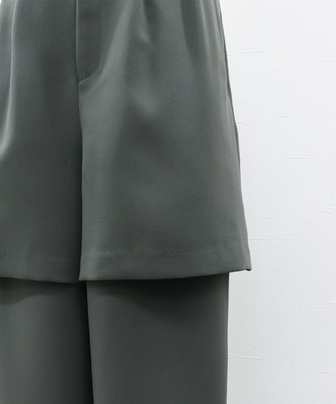 ハーフパンツ切替えタックパンツ