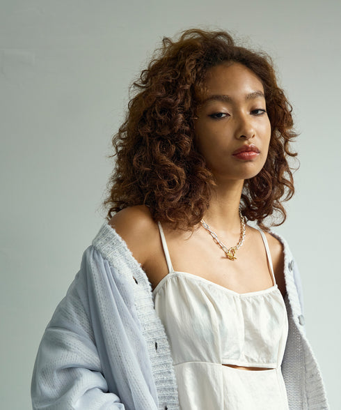 ホワイトシルバーリングポイントネックレス