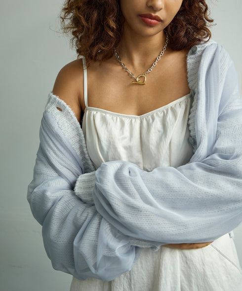 ホワイトシルバーリングポイントネックレス