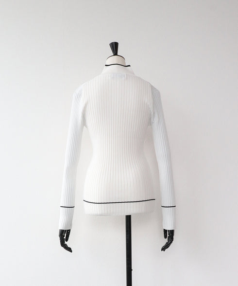 配色ラインリブニットトップス