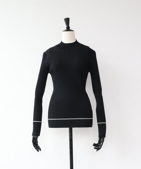 配色ラインリブニットトップス