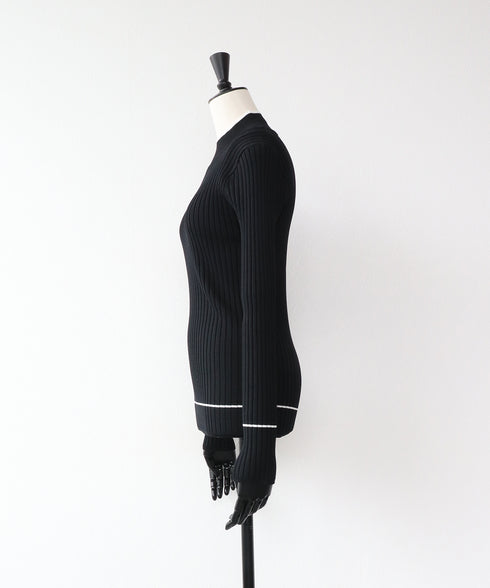 配色ラインリブニットトップス