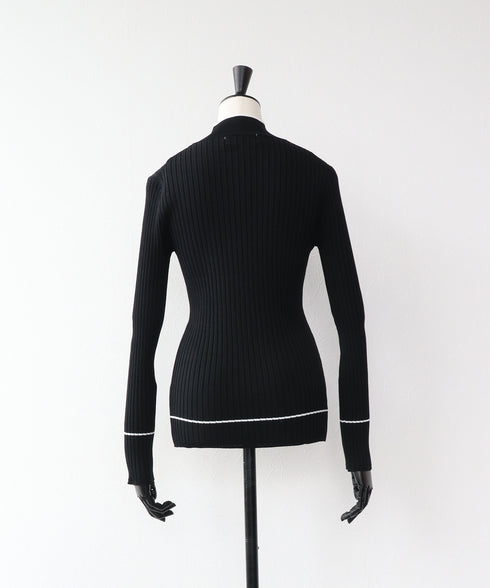 配色ラインリブニットトップス