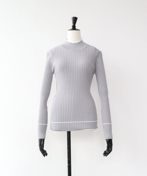 配色ラインリブニットトップス