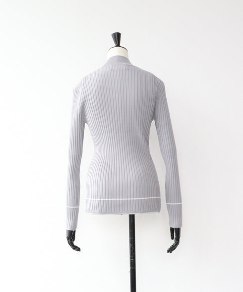 配色ラインリブニットトップス