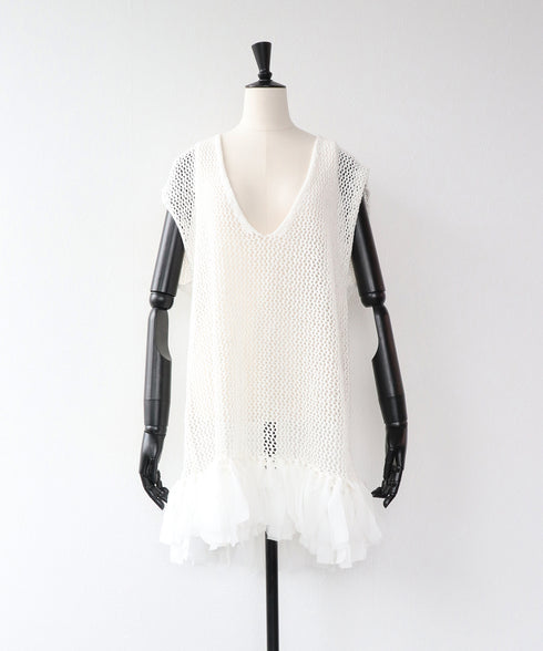 【8.21 InstaLIVE Pickup】リボンシフォン付きニットベスト