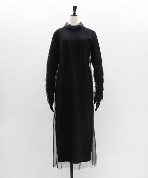 チュールシャドウニットドレス