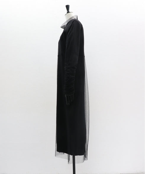 チュールシャドウニットドレス