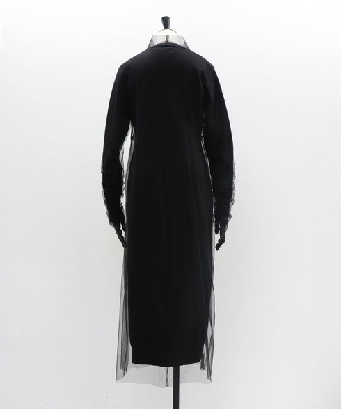 チュールシャドウニットドレス