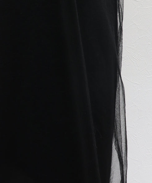 チュールシャドウニットドレス