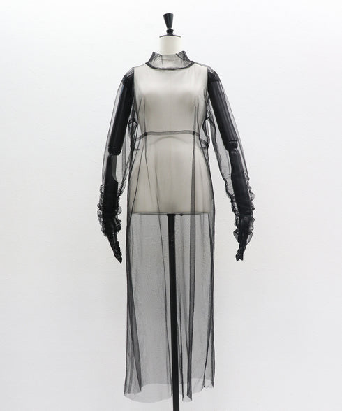 チュールシャドウニットドレス