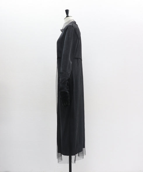 チュールシャドウニットドレス