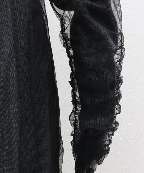 チュールシャドウニットドレス