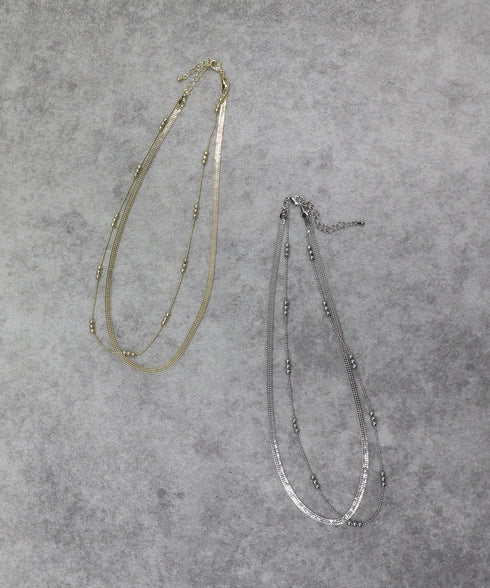 メッシュ&メタルボール2連ネックレス