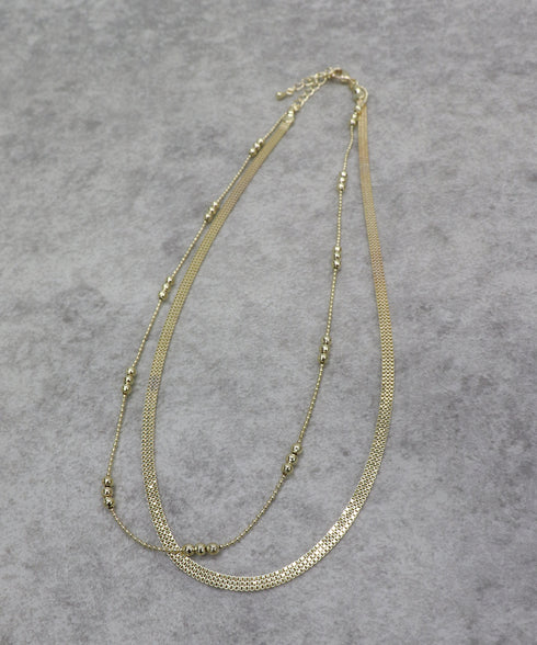 メッシュ&メタルボール2連ネックレス