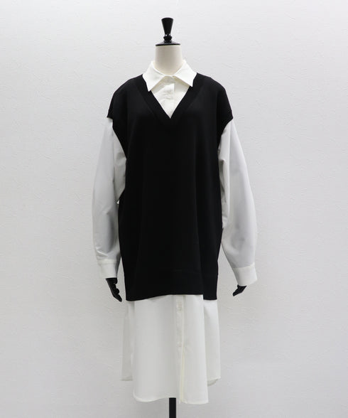 レイヤードルックニットワンピース