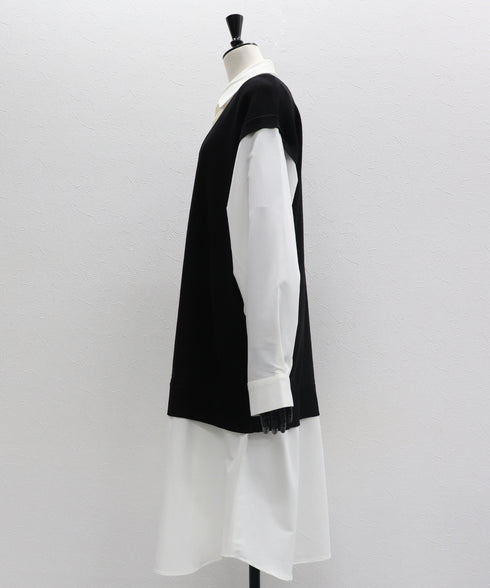 レイヤードルックニットワンピース