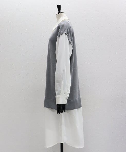 レイヤードルックニットワンピース