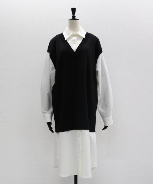 レイヤードルックニットワンピース