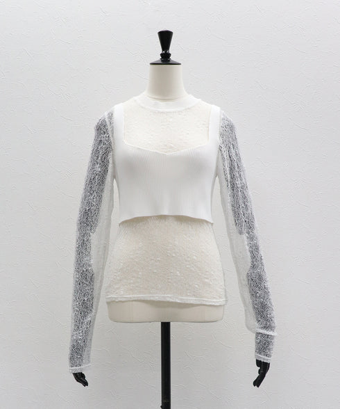 レイヤードレースニット