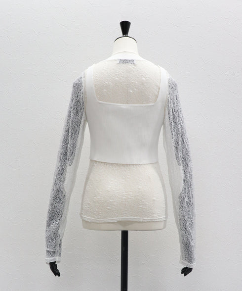 レイヤードレースニット