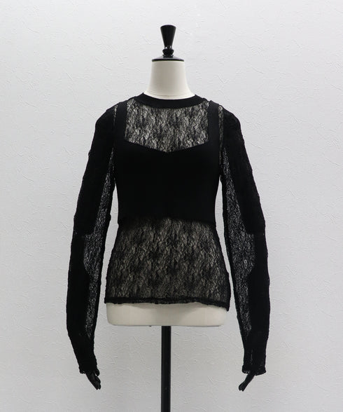 レイヤードレースニット