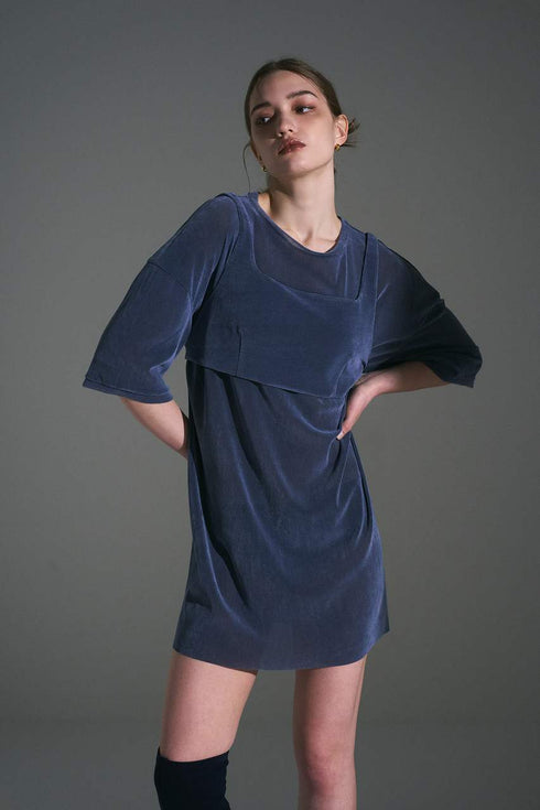 【VERSEAU BRUSHED TULLE AIR】フロッキーチュール 2WAYロングTシャツ&ブラトップセット