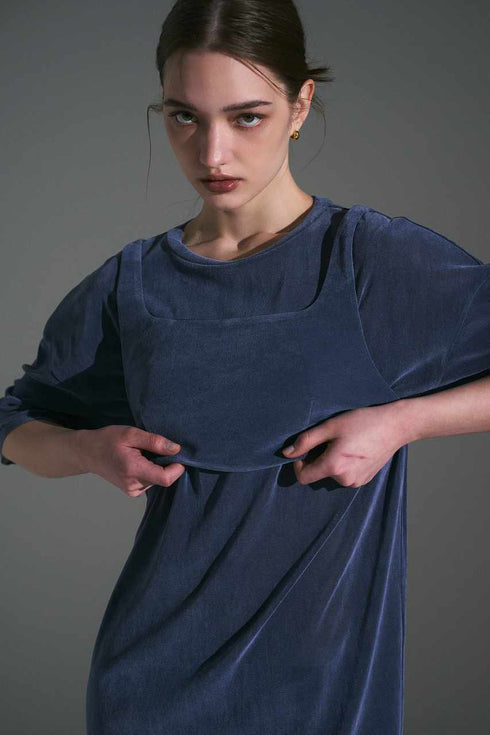【VERSEAU BRUSHED TULLE AIR】フロッキーチュール 2WAYロングTシャツ&ブラトップセット