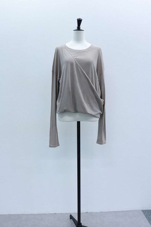 【VERSEAU FADE TEXTURE】2WAY ワンショルレイヤード チュニックロンT