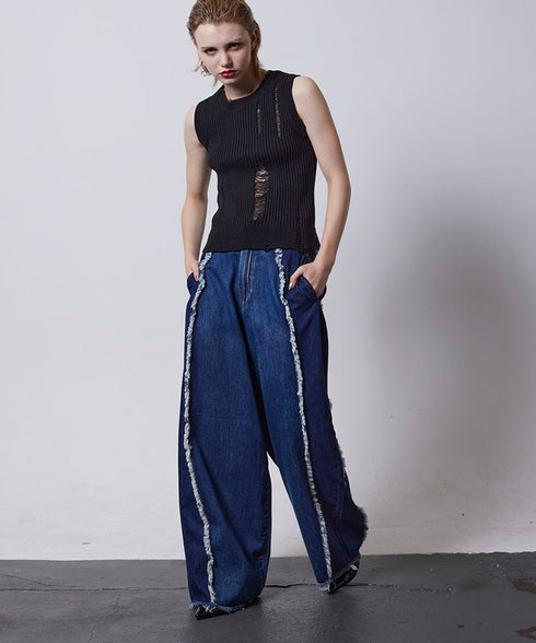 ライトオンスフリンジコクーンデニム