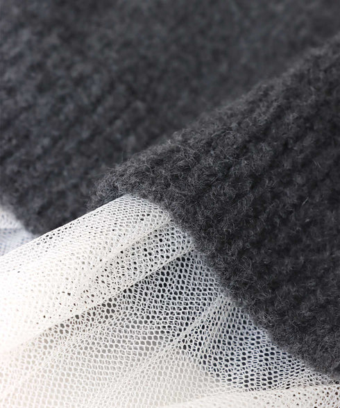 レースドッキングタートルニット