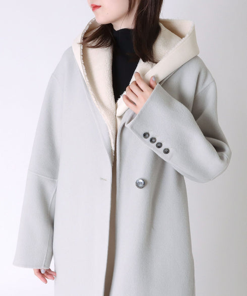 エコムートンリバーシブルフード付きストール