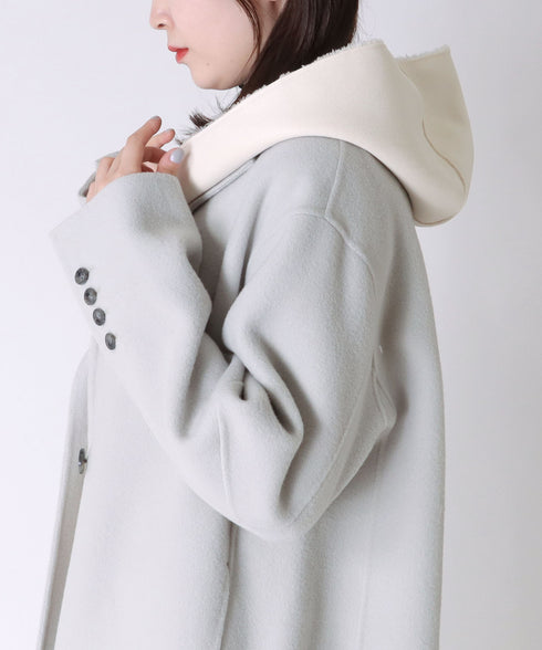 エコムートンリバーシブルフード付きストール